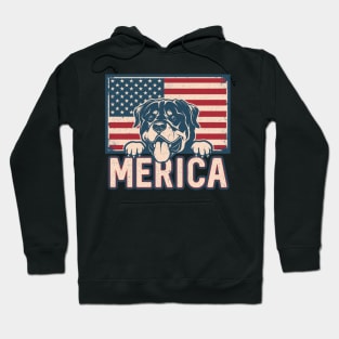 Rottweiler Dog Vintage American Flag Hoodie